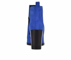 Budget 💯 Women's Nine West Birds Heeled Booties Blue Suede 🤩 -Journee shop 3 568