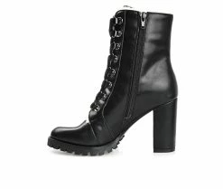 Hot Sale 🎁 Women's Journee Collection Fauna Heeled Combat Booties Black 🧨 -Journee shop 3 573