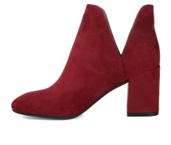 Cheapest 🤩 Women's Journee Collection Gwenn Side Slit Booties Burgundy 🔥 -Journee shop 3 882