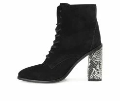 Cheap ⌛ Women's Journee Signature Edda Heeled Lace Up Booties Black ✔️ -Journee shop 3 973