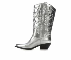 Top 10 🔔 Women's Soda Reno Cowboy 🥾 Boots Silver Metallic 🥰 9 Top 10 🔔 Women's Soda Reno Cowboy 🥾 Boots Silver Metallic 🥰 -Journee shop 3 985