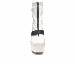 Cheap 🥰 Women's London Rag Boomer Platform Heeled Booties White 😀 -Journee shop 4 275