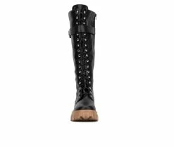 Flash Sale 🌟 Women's Fashion To Figure Liv XWC Knee High Lace Up 🥾 Boots Black Wide 👍 -Journee shop 4 377