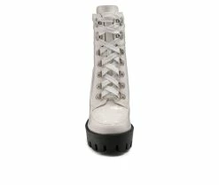 Buy ⌛ Women's London Rag Stopper Heeled Combat Booties White ⌛ -Journee shop 4 386