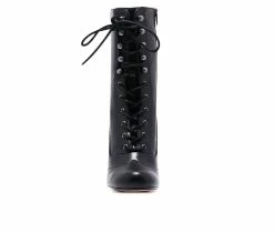 Cheapest 🔔 Women's Chelsea Crew Claire Lace Up Mid Calf Booties Black 🔔 -Journee shop 4 397