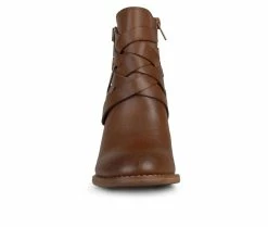 New 🛒 Women's Journee Collection Strap Booties Brown ⌛ -Journee shop 4 889