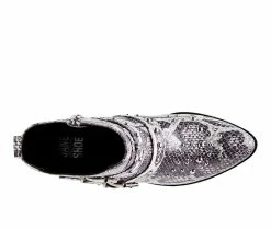 Wholesale ⌛ Women's Jane And The 👟 Shoe Cindy Moto Booties White Snake ⌛ -Journee shop 5 945